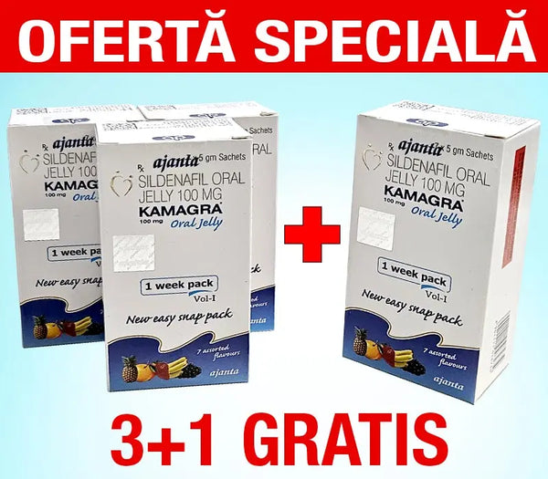 KAMAGRA ORAL JELLY – OFERTĂ DE 3 CUTII +1 GRATIS Capsule cu gel pentru erecție rapidă